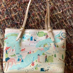 Spartina Great Lakes Print Tote with Cream Handles